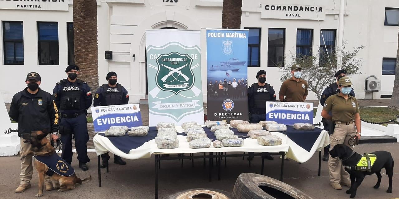 Policía Marítima y OS7 de Carabineros de Arica logran desbaratar organización criminal dedicada al tráfico de drogas